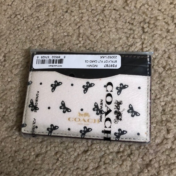 Coach Handbags - Coach card case, black white butterflies, NEW